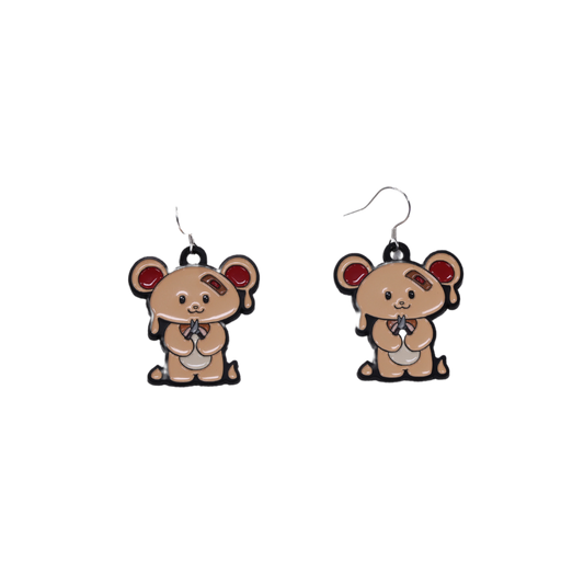 CHAOTIC BEAR EARRINGS Silver hooks #1