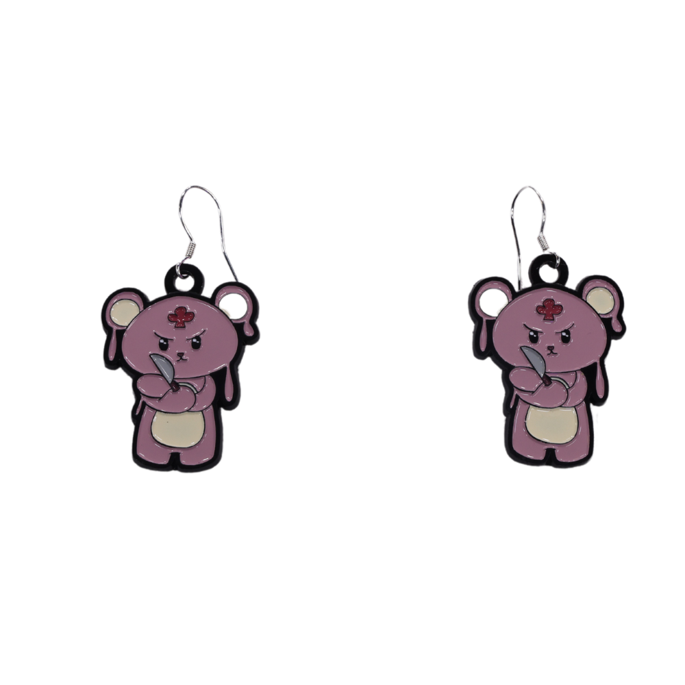 CHAOTIC BEAR EARRINGS Silver hooks #2