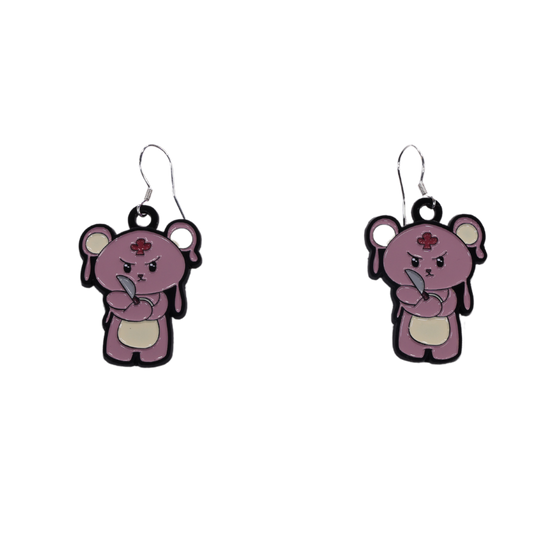 CHAOTIC BEAR EARRINGS Silver hooks #2